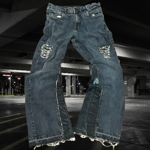 Multi layer distress denim